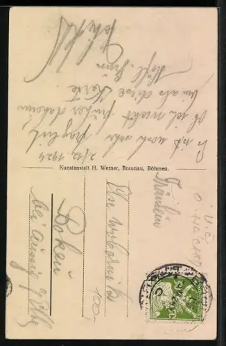 AK Braunau, Ostfront des Benediktinerstiftes