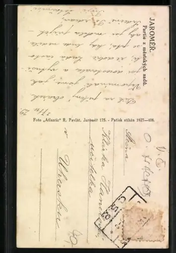 AK Jaromer, Partie z mestských sadu