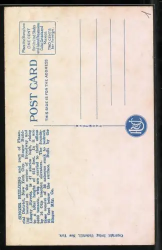 AK New York, NY, Singer Building and Part of Financial District