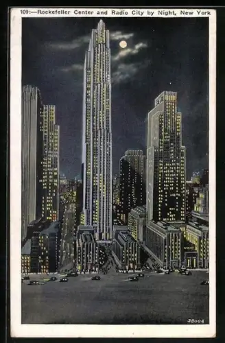 AK New York, NY, Rockefeller Center and Radio City by Night