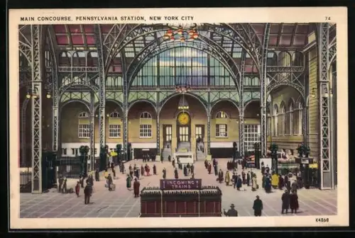 AK New York City, Main Concourse, Pennsylvania Station, Bahnhof