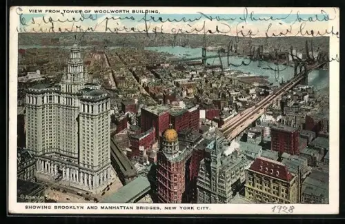 AK New York, NY, View from Tower of Woolworth Building