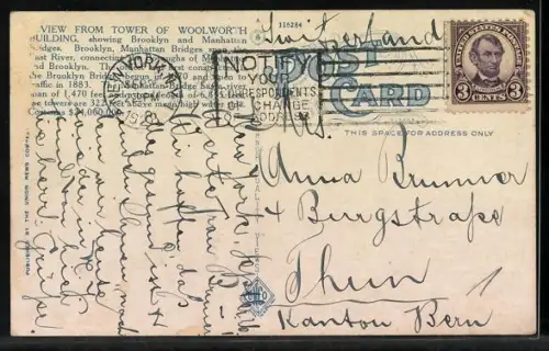 AK New York, NY, View from Tower of Woolworth Building