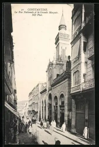 AK Constantine, La Rue Nationale et la Grande Mosquée