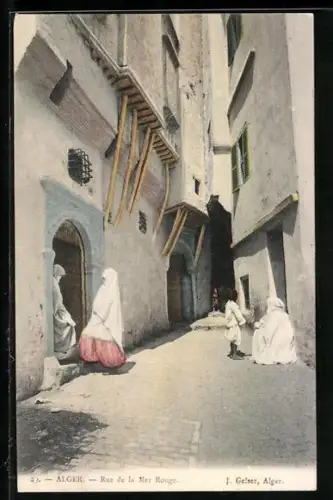 AK Alger, Rue de la Mer Rouge, Strassenpartie