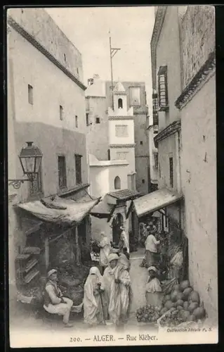 AK Alger, Rue Kléber, Strassenpartie