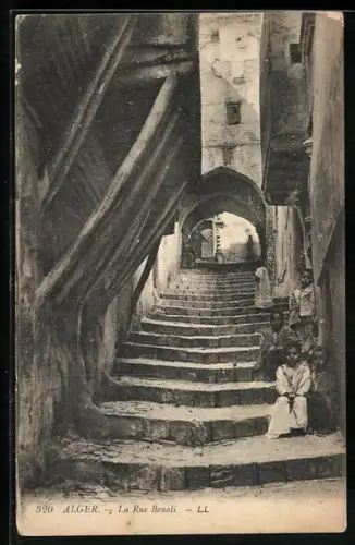 AK Alger, La Rue Benali, Strassenpartie
