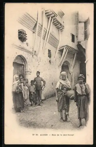 AK Alger, Rue de la Mer-Rouge, Strassenpartie