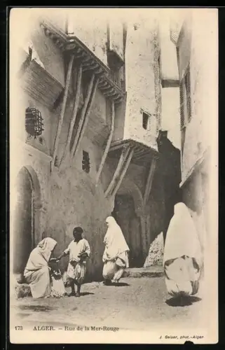 AK Alger, Rue de la Mer-Rouge, Strassenpartie