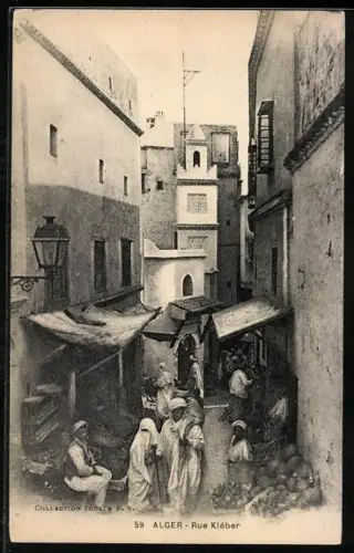 AK Alger, Rue Kléber, Strassenpartie