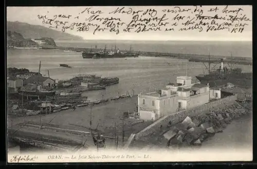 AK Oran, La Jetée Sainte-Thérese et le Port