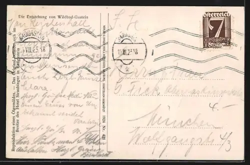 AK Wildbad-Gastein, Wandmalerei über die Entstehung des Ortes