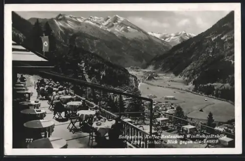 AK Hofgastein, Kaffee-Restaurant Windischgrätzhöhe, Blick gegen die Tauern