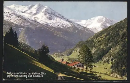 AK Badgastein, Alpenhaus Windischgrätzhöhe gegen Rathausberg und Schareck