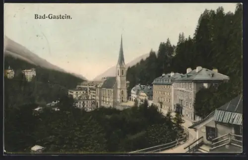 AK Bad-Gastein, Strassenpartie mit Kirche
