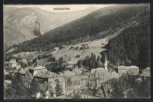 AK Badgastein, Ortsansicht aus der Vogelschau