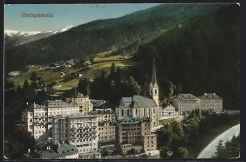 AK Badgastein, Teilansicht mit Kirche