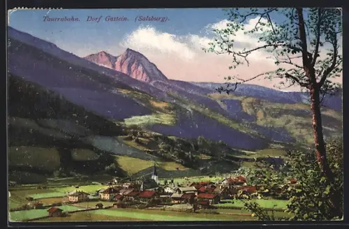 AK Dorf Gastein /Tauernbahn, Teilansicht mit Kirche