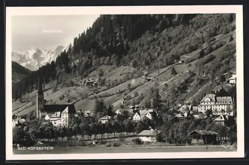 AK Bad Hofgastein, Teilansicht mit Kirche und Hochkönig