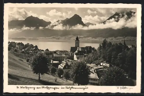 AK St. Wolfgang am Wolfgangsee, Teilansicht mit Kirche