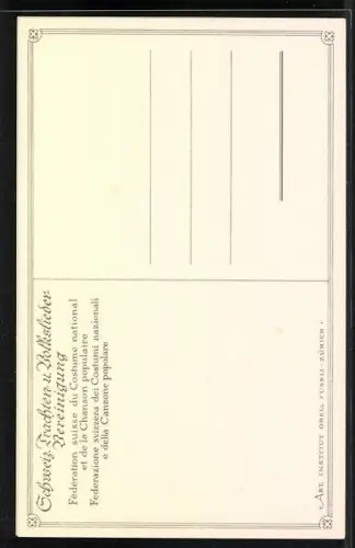 AK Glarus, Frauen in traditioneller Tracht vor Gebirgslandschaft