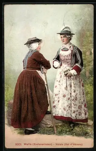 AK Wallis, Evolenerinnen in Tracht