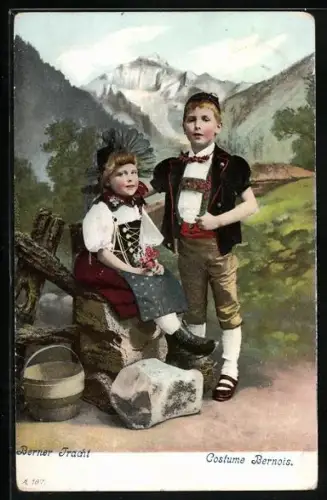 AK Schweiz, Kinder in Berner Tracht, Costume Bernois