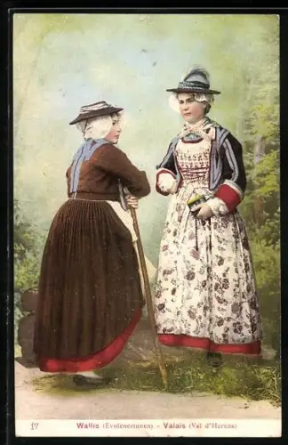 AK Wallis, Evolenerinnen in Tracht