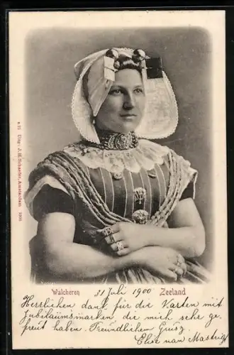 AK Walcheren, Niederländerin in Tracht