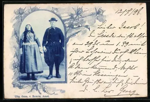 AK Niederländisches Paar in Trachtenkleidung