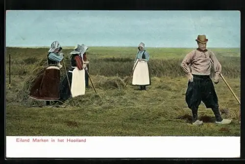 AK Marken, Bauern auf dem Feld