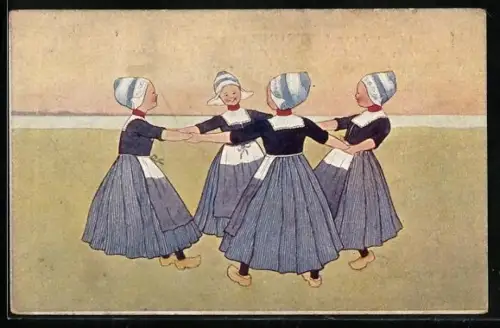 Künstler-AK Brüder Kohn (B.K.W.I) Nr. 648-4: Niederländische Mädchen tanzen Ringelreihen