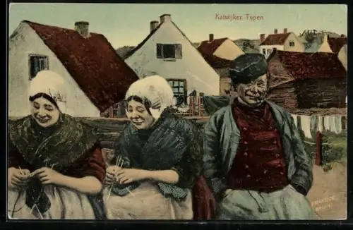 AK Katwijk, Katwijker Typen, Frauen beim Stricken