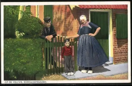 AK Veluwe, Zondagsstemming, Niederländische Familie am Haus