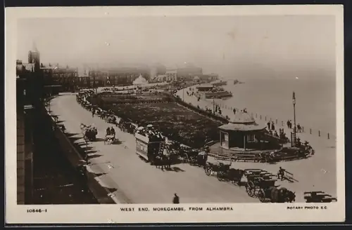 AK Morecambe, West End, From Alhambra, Pferdebahn