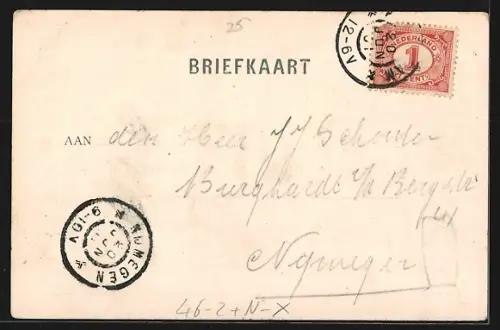 AK Amsterdam, Rokin met Spui, Pferdebahn