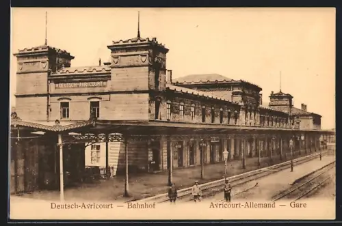 AK Avricourt-Allemand, la Gare, Bahnhof von der Gleisseite gesehen
