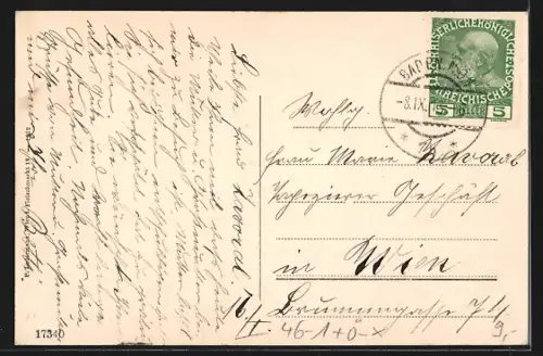 AK Baden, Teilansicht mit Strassenbahn, Hotel Bristol, Café Josefsplatz, Josefsbad und Josefsplatz