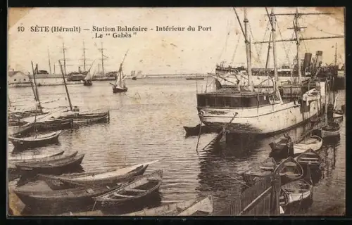 AK Sète, Hérault, Station Balnéaire, Interieur de Port, Le Gabès