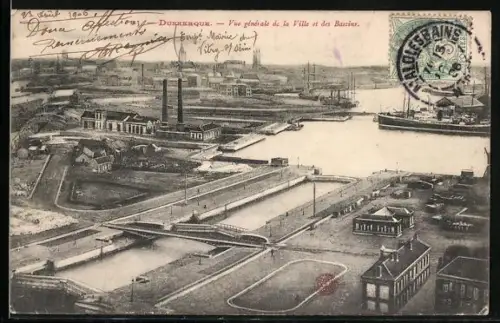 AK Dunkerque, Vue generale de la Ville et des Bassins