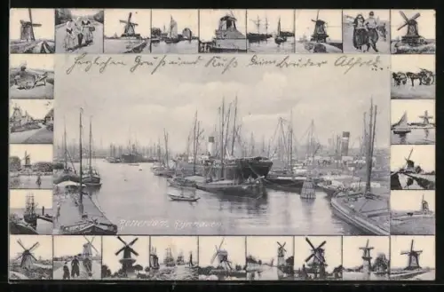 AK Rotterdam, Rijnhaven, Windmühlen