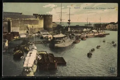 AK Brest, L`Avant-Port, Le Chateau, La Rade, Hafen