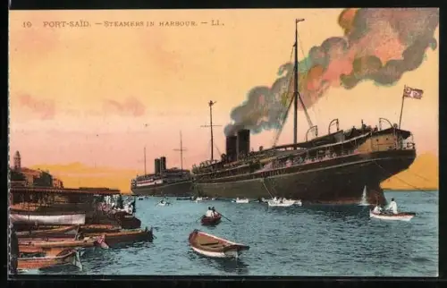 AK Port-Said, Paquebots dans le Port