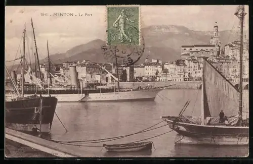 AK Menton, Le Port, Panorama