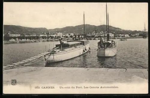AK Cannes, Un coin du Port, Les Canots Automobiles