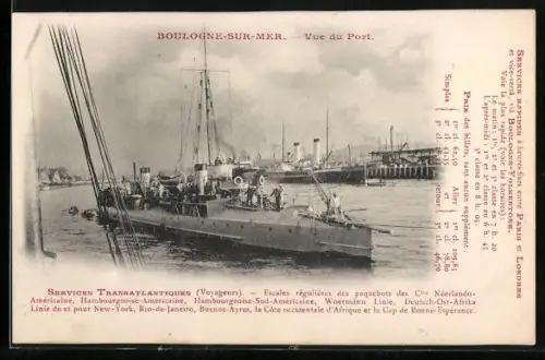 AK Boulogne-sur-Mer, Vue du Port, Paquebot