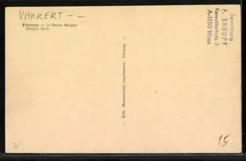AK Vakkert, Fécamp, Le Bassin Bérigay