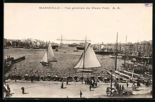 AK Marseille, Vue generale du Vieux Port