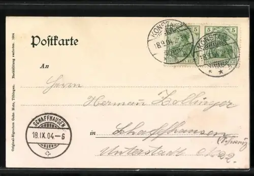 AK Konstanz, Hafeneinfahrt mit Leuchtturm u. Dampfer