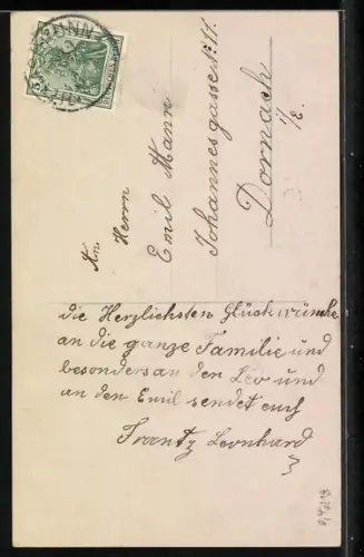 Foto-AK NPG Nr. 2164: Eleganter Herr mit Sektflasche im Schnee, Neujahrsgruss